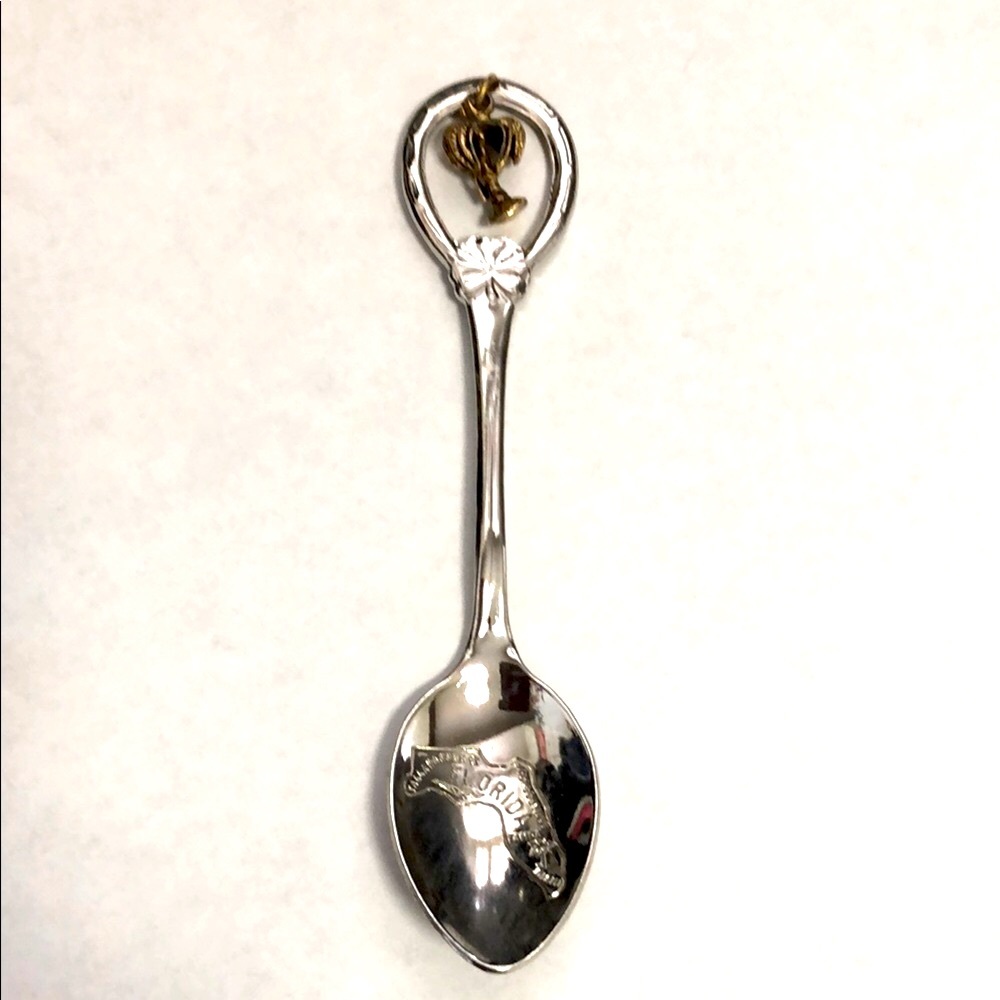 Florida Collectible Souvenir Spoon with Gold Palm Tree Accent